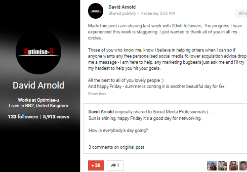 Social following growth in four days